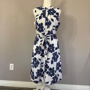 Draper James Women's Size M White Floral Sleeveless Lined Midi Shirt Dress